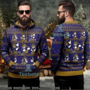 Baltimore Ravens Mickey Running Pattern Ugly 3D Hoodie