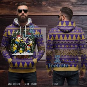 Baltimore Ravens Minion Christmas Tree Ugly 3D Hoodie Gift Baltimore Ravens Minion Christmas Tree Ugly 3D Hoodie Gift