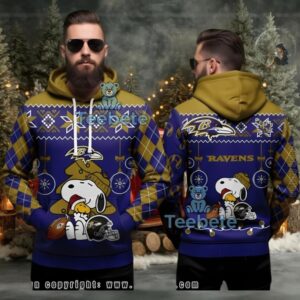 Baltimore Ravens Nfl Peanuts Snoopy Purple Ugly 3D Hoodie
