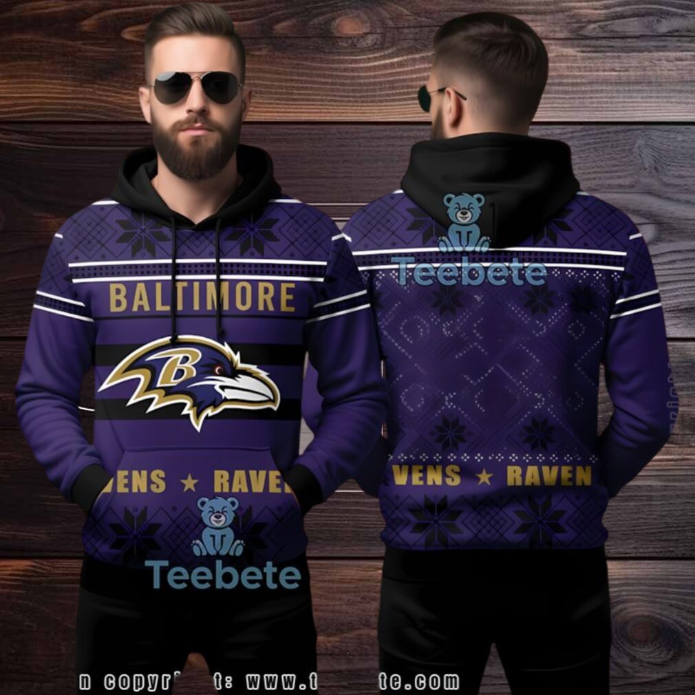 Baltimore Ravens Nfl Team Logo Ugly 3D Hoodie Purple Baltimore Ravens Nfl Team Logo Ugly 3D Hoodie Purple