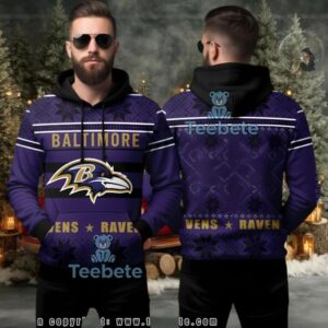 Baltimore Ravens Nfl Team Logo Ugly 3D Hoodie Purple