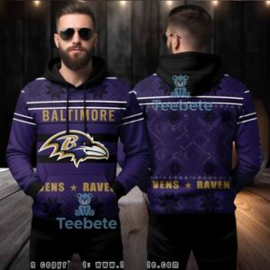 Baltimore Ravens Nfl Team Logo Ugly 3D Hoodie Purple