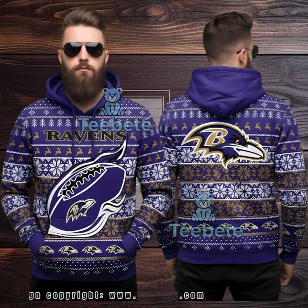 Baltimore Ravens Nfl Ugly 3D Christmas Hoodie Purple Baltimore Ravens Nfl Ugly 3D Christmas Hoodie Purple