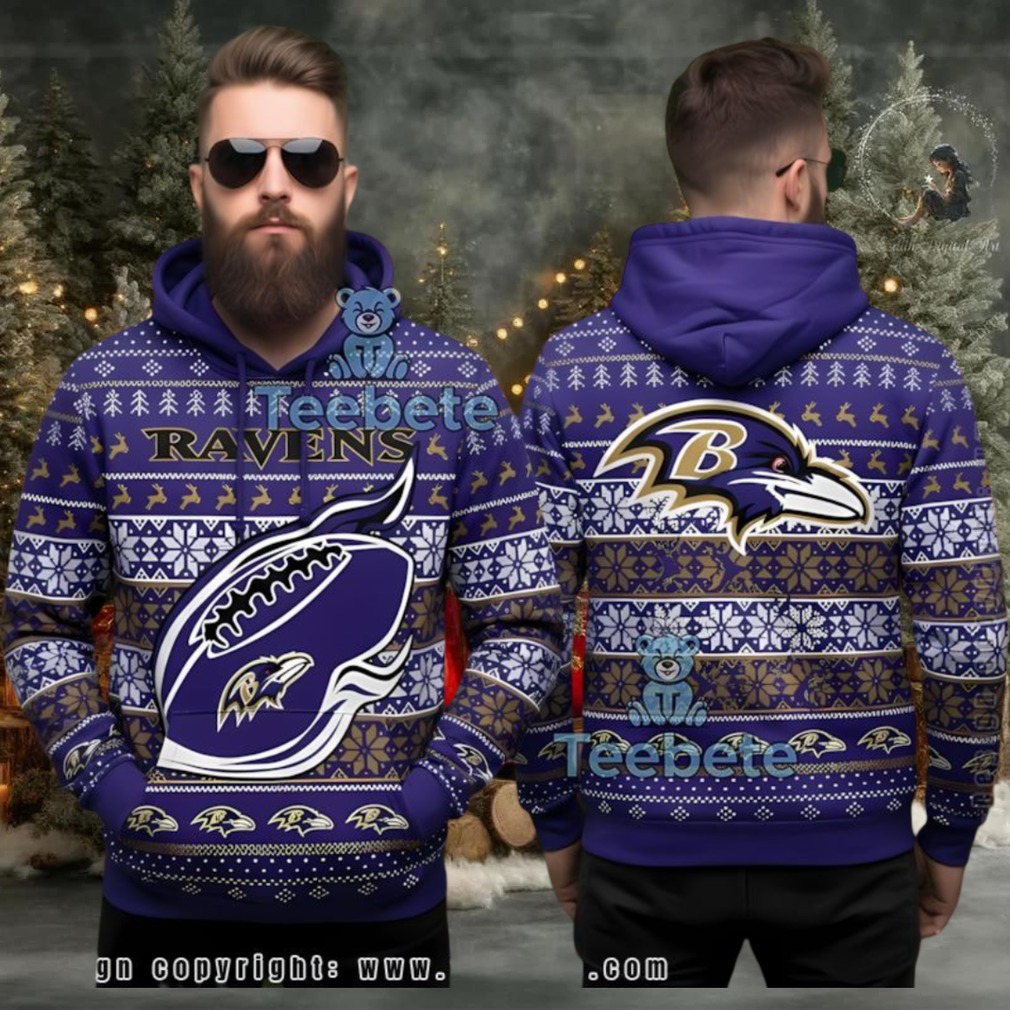 Baltimore Ravens Nfl Ugly 3D Christmas Hoodie Purple Baltimore Ravens Nfl Ugly 3D Christmas Hoodie Purple