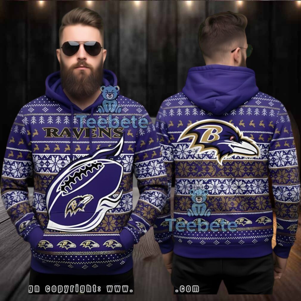 Baltimore Ravens Nfl Ugly 3D Christmas Hoodie Purple Baltimore Ravens Nfl Ugly 3D Christmas Hoodie Purple