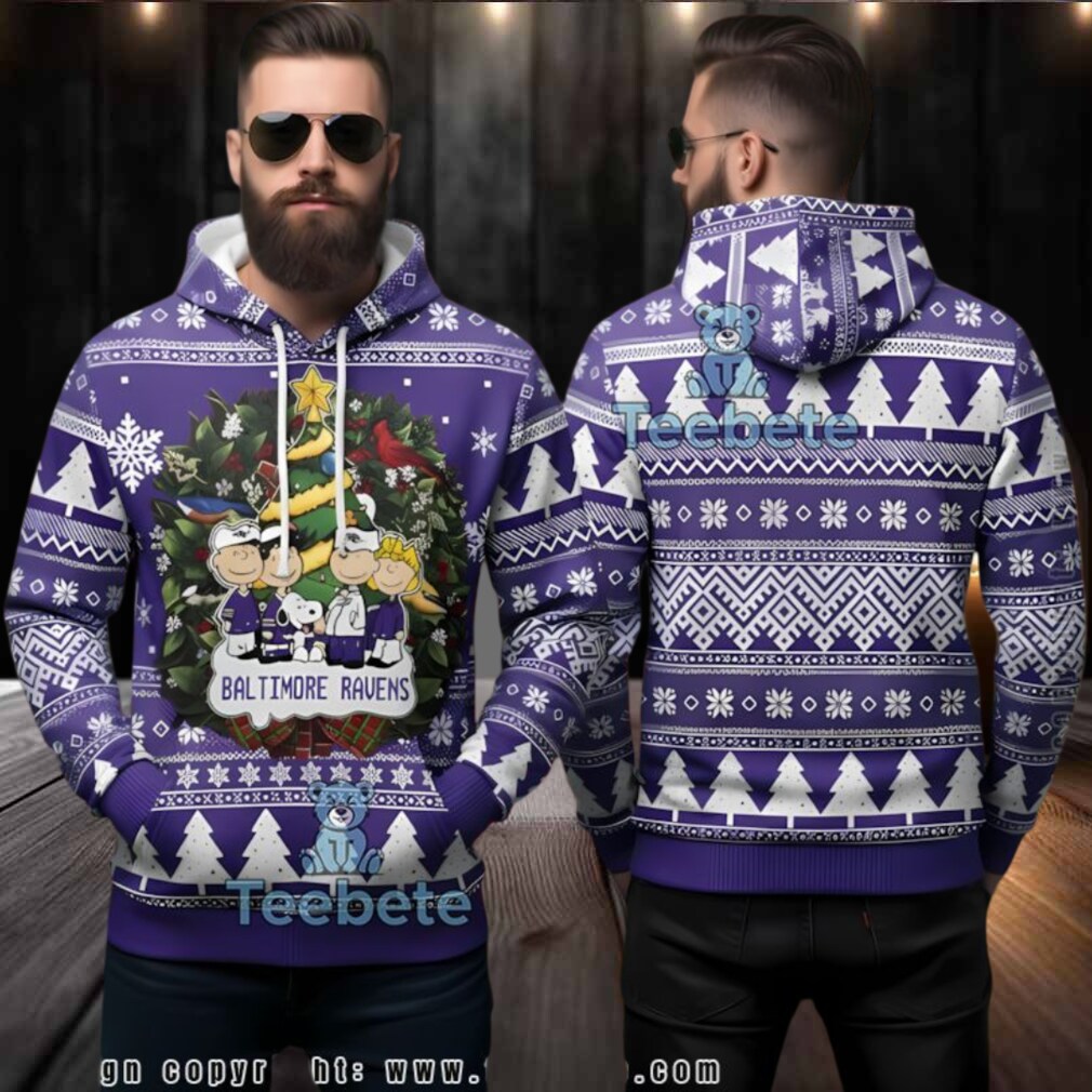 Baltimore Ravens Peanuts Charlie Brown Snoopy Ugly 3D Hoodie Baltimore Ravens Peanuts Charlie Brown Snoopy Ugly 3D Hoodie