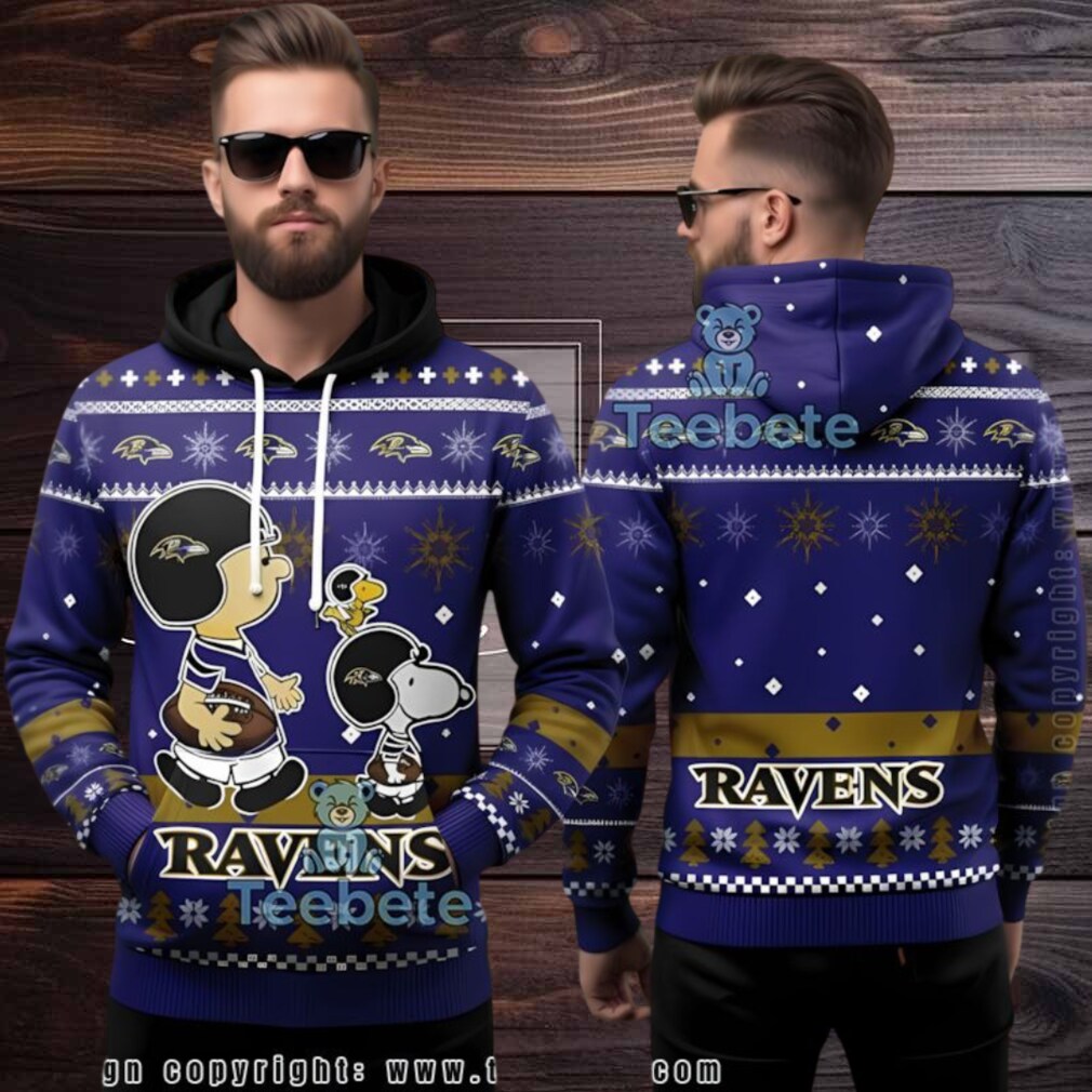 Baltimore Ravens Peanuts Snoopy Charlie Brown Ugly 3D Hoodie Baltimore Ravens Peanuts Snoopy Charlie Brown Ugly 3D Hoodie