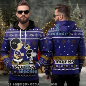 Baltimore Ravens Peanuts Snoopy Charlie Brown Ugly 3D Hoodie