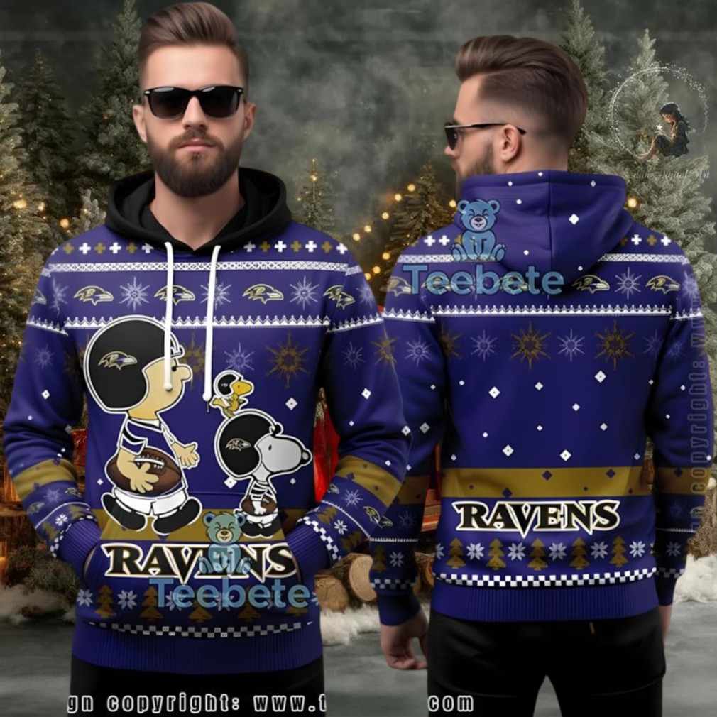 Baltimore Ravens Peanuts Snoopy Charlie Brown Ugly 3D Hoodie Baltimore Ravens Peanuts Snoopy Charlie Brown Ugly 3D Hoodie