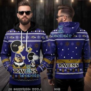 Baltimore Ravens Peanuts Snoopy Charlie Brown Ugly 3D Hoodie