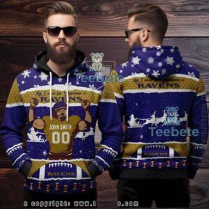 Baltimore Ravens Personalized Ugly 3D Pullover Hoodie Custom Gift Baltimore Ravens Personalized Ugly 3D Pullover Hoodie Custom Gift