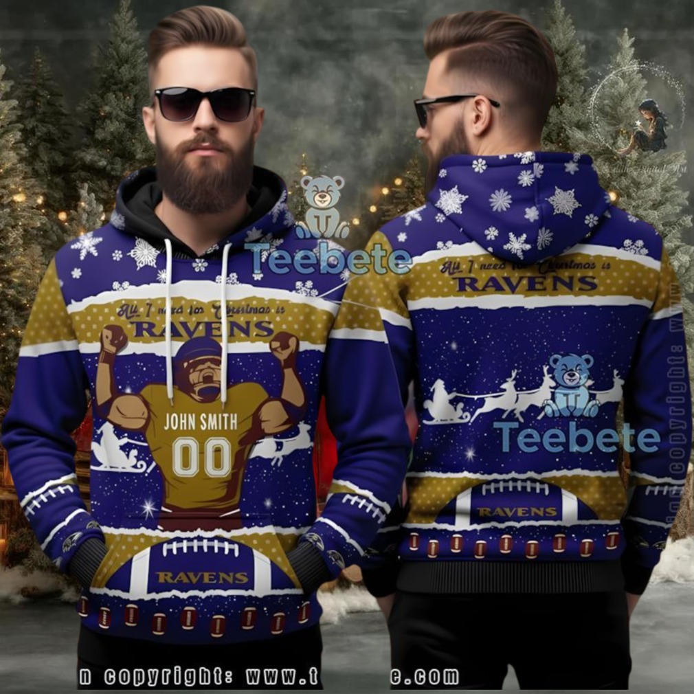 Baltimore Ravens Personalized Ugly 3D Pullover Hoodie Custom Gift Baltimore Ravens Personalized Ugly 3D Pullover Hoodie Custom Gift