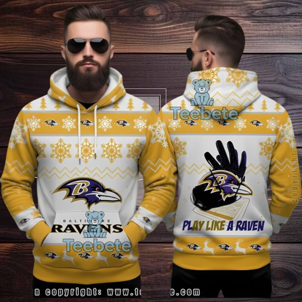 Baltimore Ravens Play Like A Raven Ugly 3D Hoodie Nfl Gear Baltimore Ravens Play Like A Raven Ugly 3D Hoodie Nfl Gear