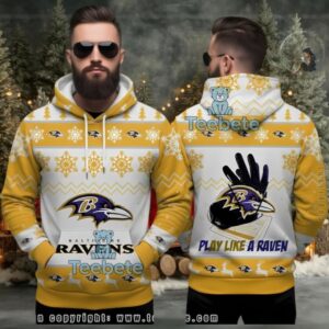 Baltimore Ravens Play Like A Raven Ugly 3D Hoodie Nfl Gear