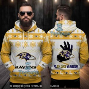 Baltimore Ravens Play Like A Raven Ugly 3D Hoodie Nfl Gear