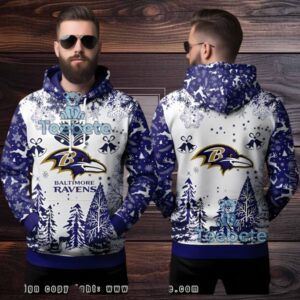 Baltimore Ravens Purple Ugly 3D Hoodie Reindeer Bell Design Baltimore Ravens Purple Ugly 3D Hoodie Reindeer Bell Design