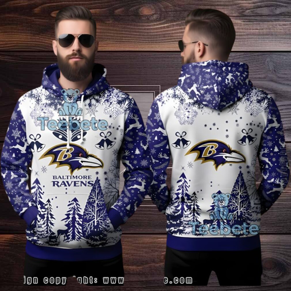 Baltimore Ravens Purple Ugly 3D Hoodie Reindeer Bell Design Baltimore Ravens Purple Ugly 3D Hoodie Reindeer Bell Design