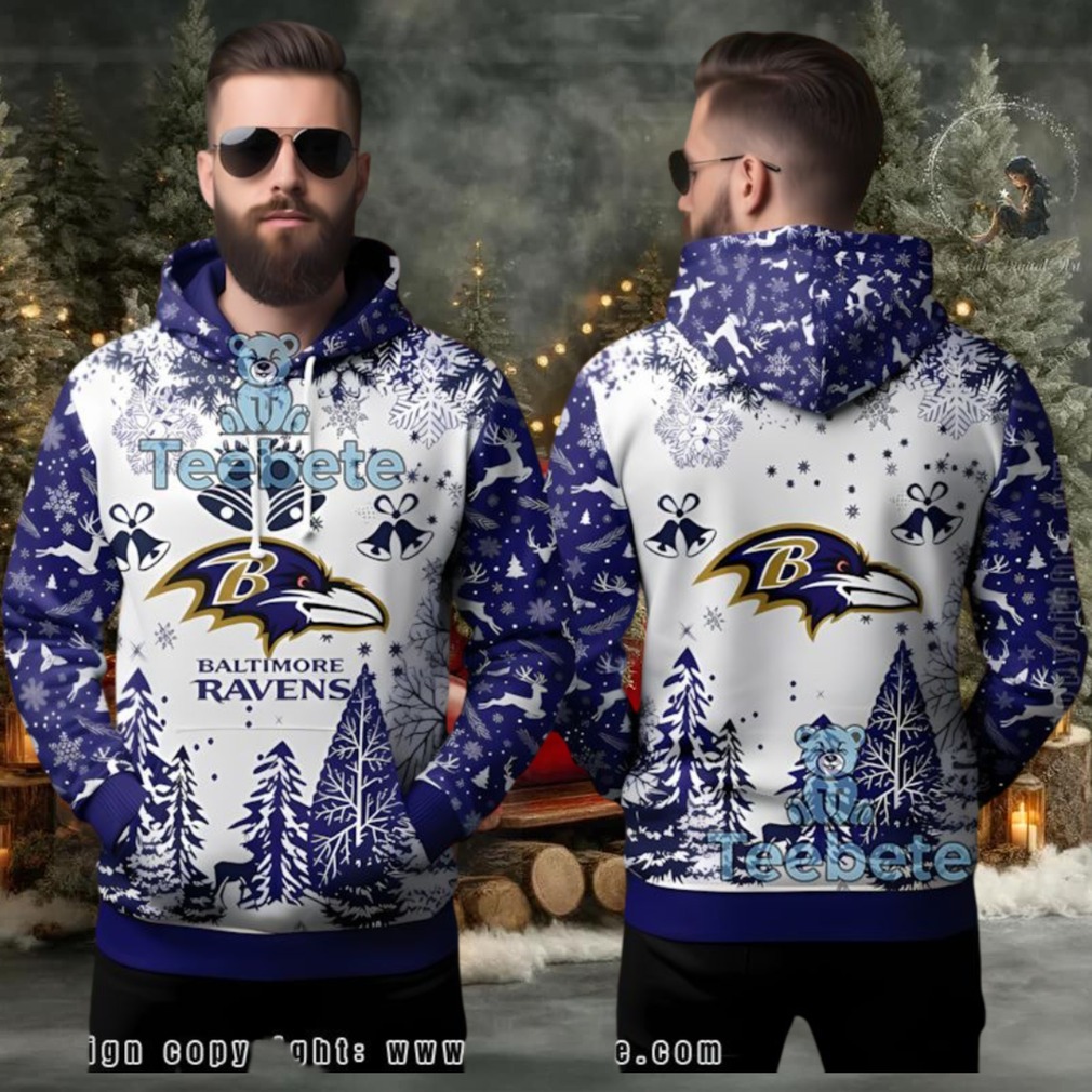 Baltimore Ravens Purple Ugly 3D Hoodie Reindeer Bell Design Baltimore Ravens Purple Ugly 3D Hoodie Reindeer Bell Design