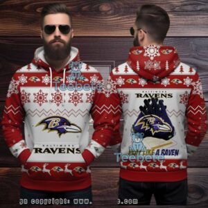 Baltimore Ravens Receiver Gloves Fan Ugly Christmas 3D Hoodie Baltimore Ravens Receiver Gloves Fan Ugly Christmas 3D Hoodie