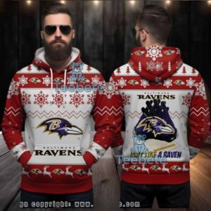 Baltimore Ravens Receiver Gloves Fan Ugly Christmas 3D Hoodie