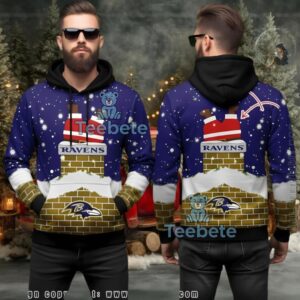 Baltimore Ravens Santa Chimney Christmas Ugly 3D Hoodie