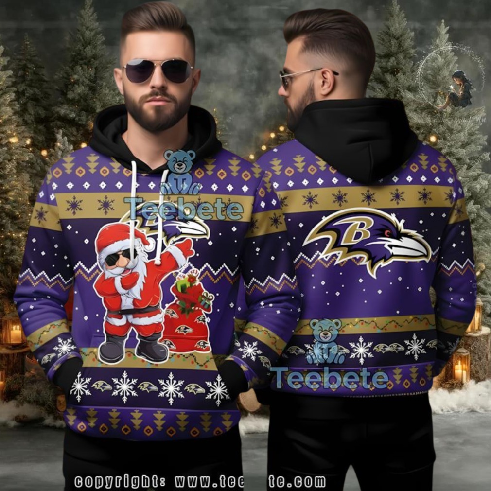Baltimore Ravens Santa Claus Ugly 3D Hoodie Nfl Purple Merchandise Baltimore Ravens Santa Claus Ugly 3D Hoodie Nfl Purple Merchandise