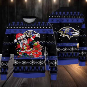 Baltimore Ravens Santa Claus Ugly Christmas Sweater
