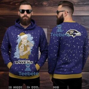 Baltimore Ravens Tattooed Santa Ugly 3D Hoodie Holiday Gear Baltimore Ravens Tattooed Santa Ugly 3D Hoodie Holiday Gear