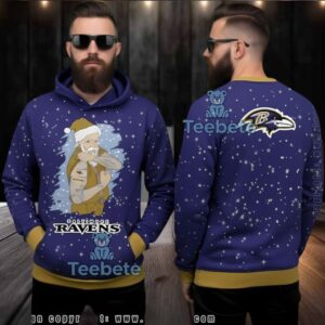 Baltimore Ravens Tattooed Santa Ugly 3D Hoodie Holiday Gear
