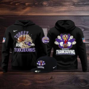 Baltimore Ravens Thanksgiving Game 2025 Turkey And Touchdowns Hoodie T Shirt