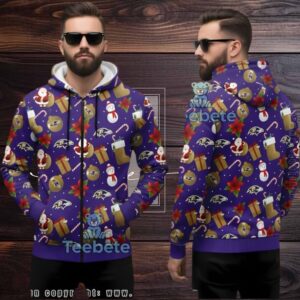 Baltimore Ravens Ugly 3D Hoodie Christmas Santa Snowman Pattern Baltimore Ravens Ugly 3D Hoodie Christmas Santa Snowman Pattern