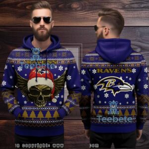 Baltimore Ravens Ugly 3D Pullover Hoodie Skull Wings Holiday Baltimore Ravens Ugly 3D Pullover Hoodie Skull Wings Holiday