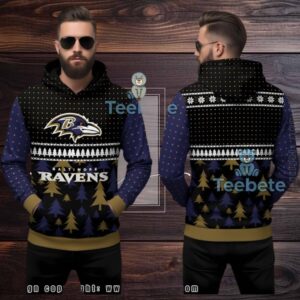 Baltimore Ravens Xmas Tree Ugly 3D Hoodie Holiday Fan Gear Baltimore Ravens Xmas Tree Ugly 3D Hoodie Holiday Fan Gear