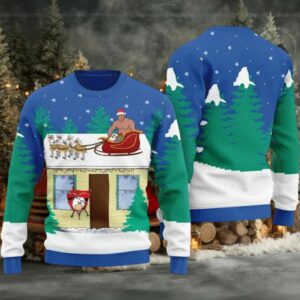Barry Wood Santa Sleigh Ugly Christmas Sweater