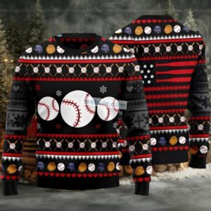 Baseball Balls Ugly Christmas Sweater Black Crazy