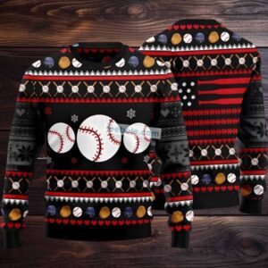 Baseball Balls Ugly Christmas Sweater Black Crazy