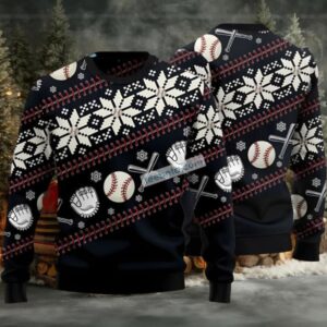Baseball Symbol Ugly Christmas Sweatshirt Black Best