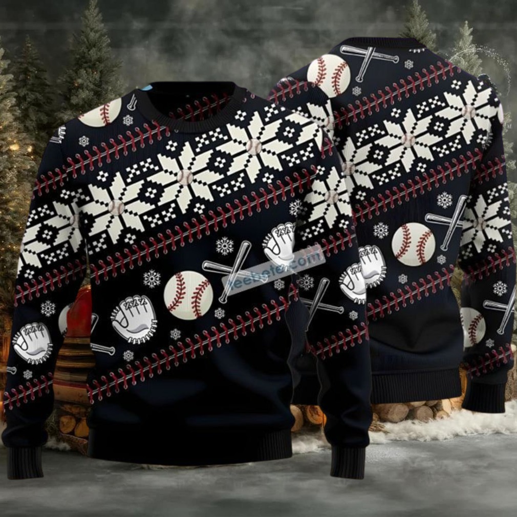 Baseball Symbol Ugly Christmas Sweatshirt Black Best Baseball Symbol Ugly Christmas Sweatshirt Black Best