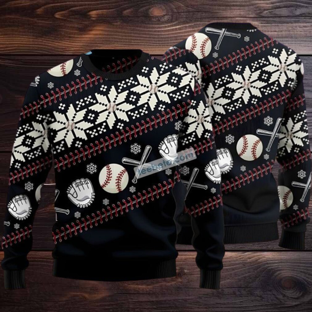 Baseball Symbol Ugly Christmas Sweatshirt Black Best Baseball Symbol Ugly Christmas Sweatshirt Black Best
