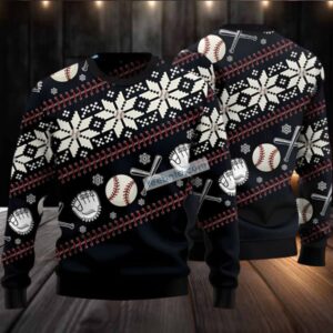 Baseball Symbol Ugly Christmas Sweatshirt Black Best