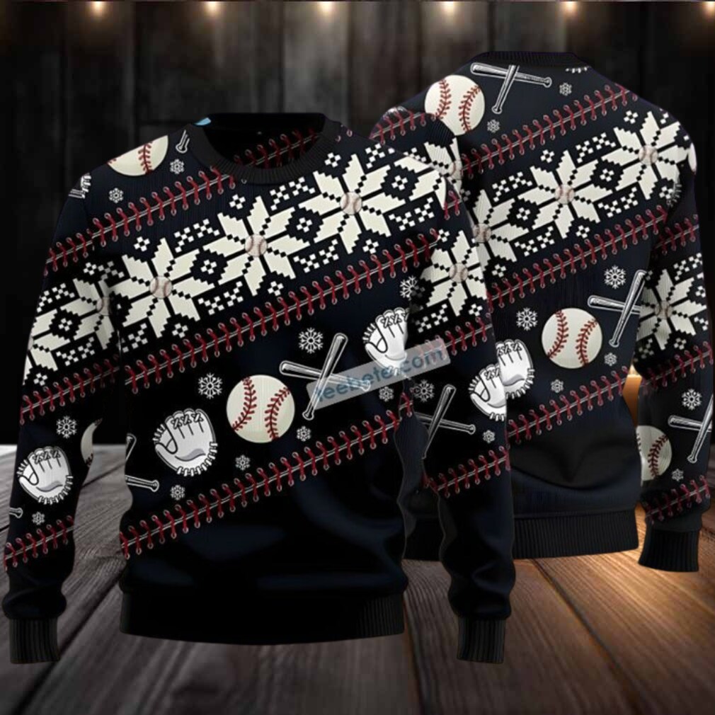 Baseball Symbol Ugly Christmas Sweatshirt Black Best Baseball Symbol Ugly Christmas Sweatshirt Black Best