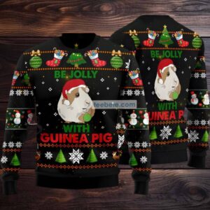 Be Jolly With Guinea Pig Ugly Christmas Sweaters Adults Black Funny