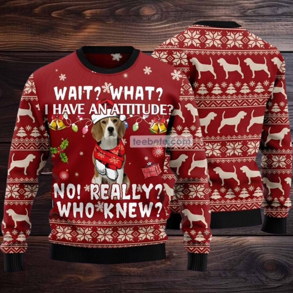 Beagle Attitude No Really Who Knew Ugly Christmas Sweater Red Vintage Beagle Attitude No Really Who Knew Ugly Christmas Sweater Red Vintage