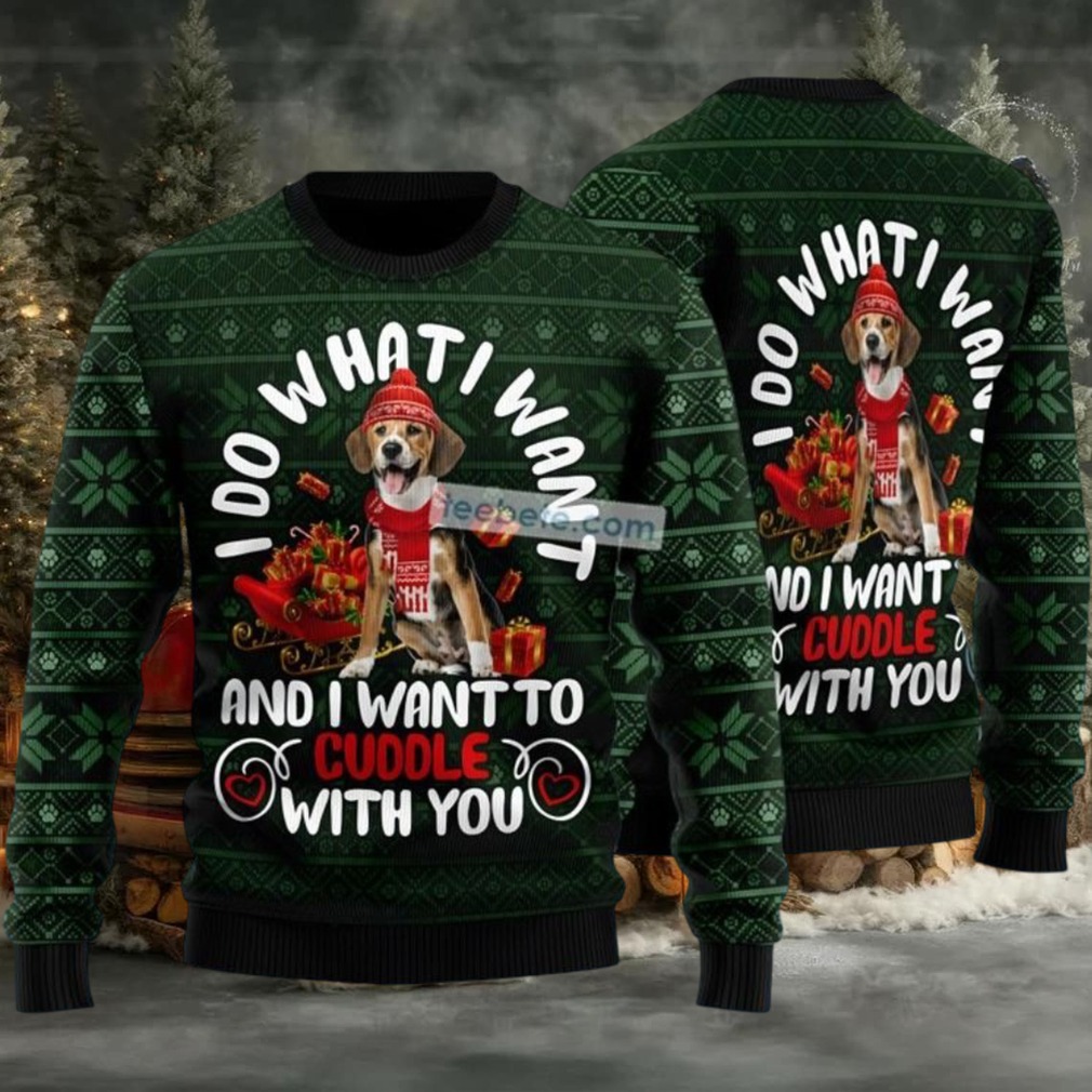 Beagle I Want To Cuddle With You Ugly Christmas Sweater Green Crazy Beagle I Want To Cuddle With You Ugly Christmas Sweater Green Crazy