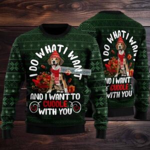 Beagle I Want To Cuddle With You Ugly Christmas Sweater Green Crazy