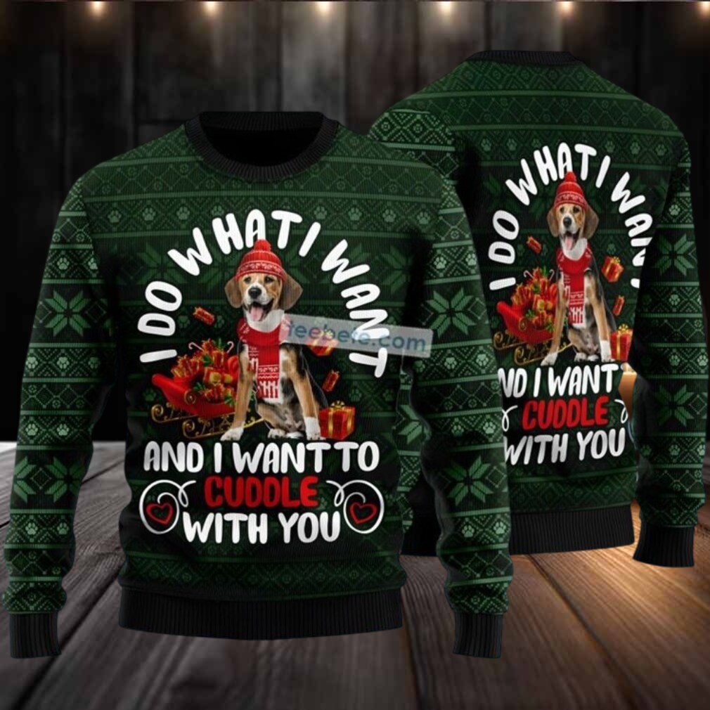 Beagle I Want To Cuddle With You Ugly Christmas Sweater Green Crazy Beagle I Want To Cuddle With You Ugly Christmas Sweater Green Crazy