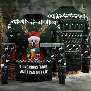 Bear Reindeer Drink Beer Ugly Christmas Sweaters Family Green