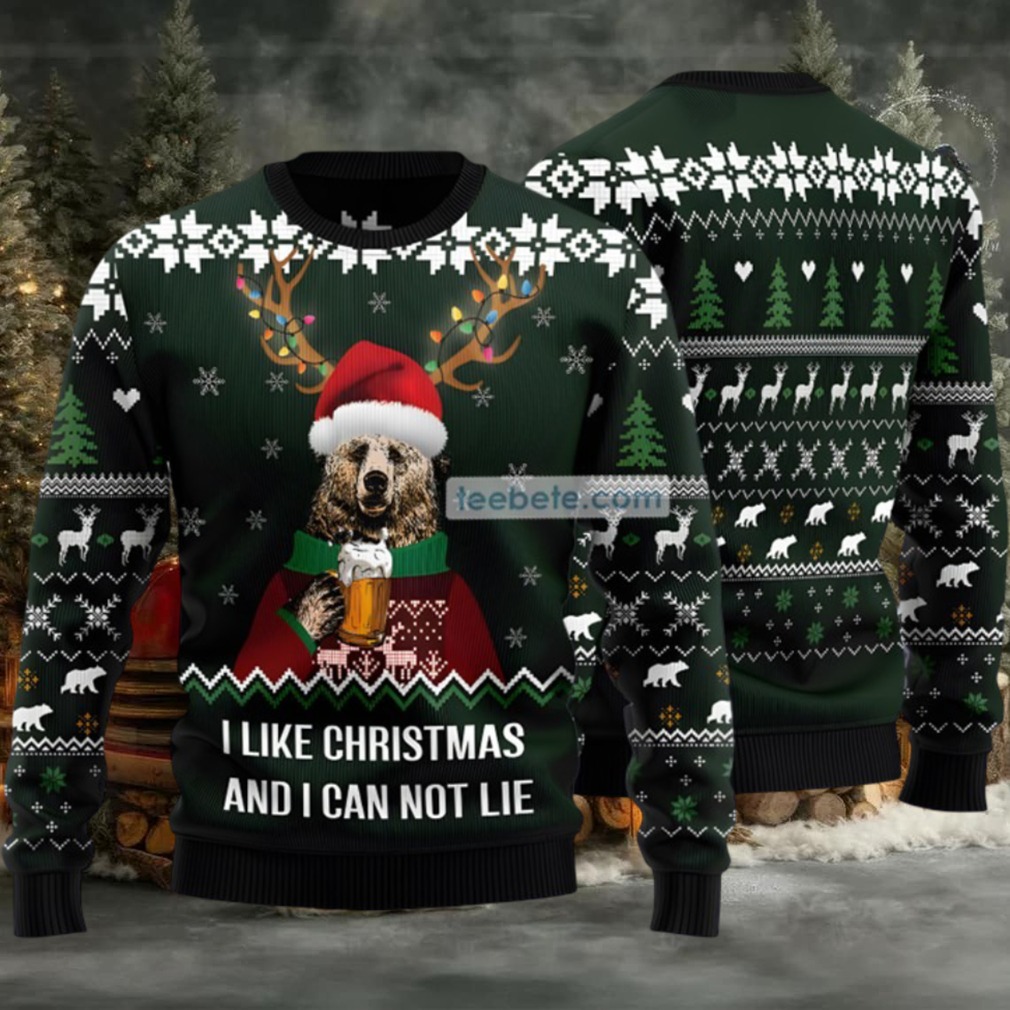 Bear Reindeer Drink Beer Ugly Christmas Sweaters Family Green Bear Reindeer Drink Beer Ugly Christmas Sweaters Family Green