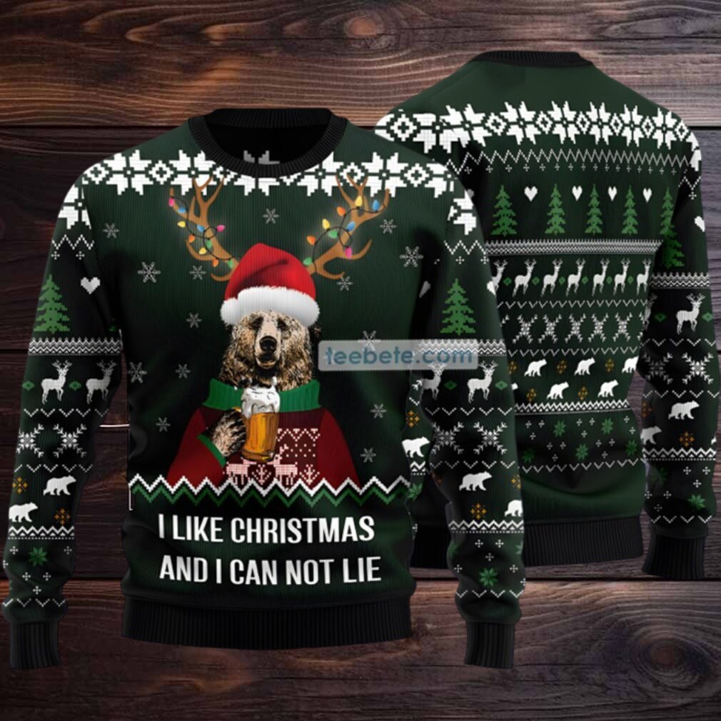 Bear Reindeer Drink Beer Ugly Christmas Sweaters Family Green Bear Reindeer Drink Beer Ugly Christmas Sweaters Family Green