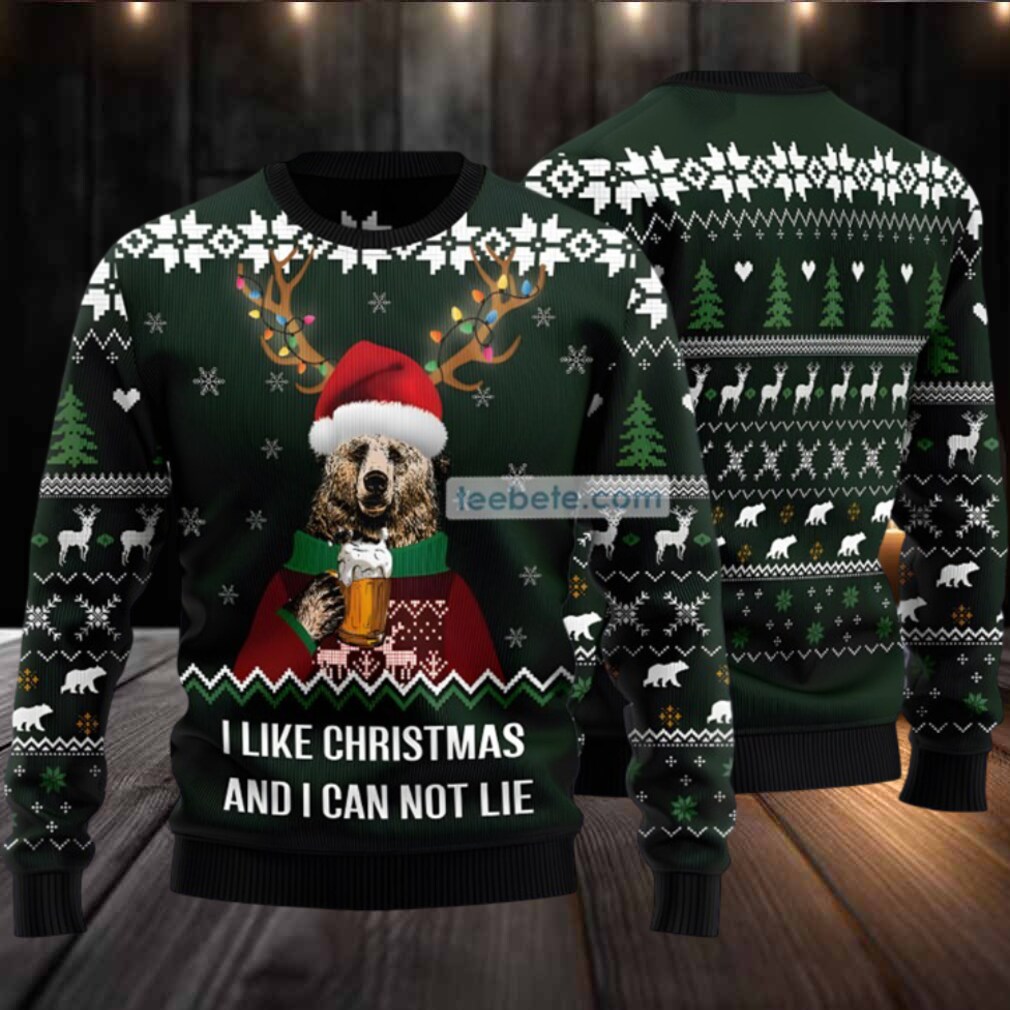 Bear Reindeer Drink Beer Ugly Christmas Sweaters Family Green Bear Reindeer Drink Beer Ugly Christmas Sweaters Family Green